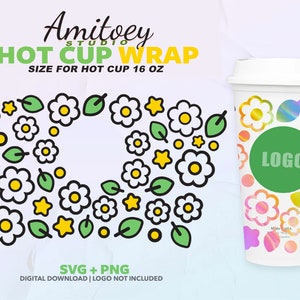 Blumen Daisy SVG Full wrap Daisy, Spring, Summer, Star, Sunny für Hot Cup 16 Oz l SVG PNG Dateien Digital download.