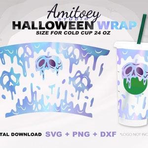 Halloween Poison SVG Full Wrap, Happy Halloween Blood Ghost Apple for Cold Cup 24 Oz | SVG, PNG, Dxf Files Digital download.