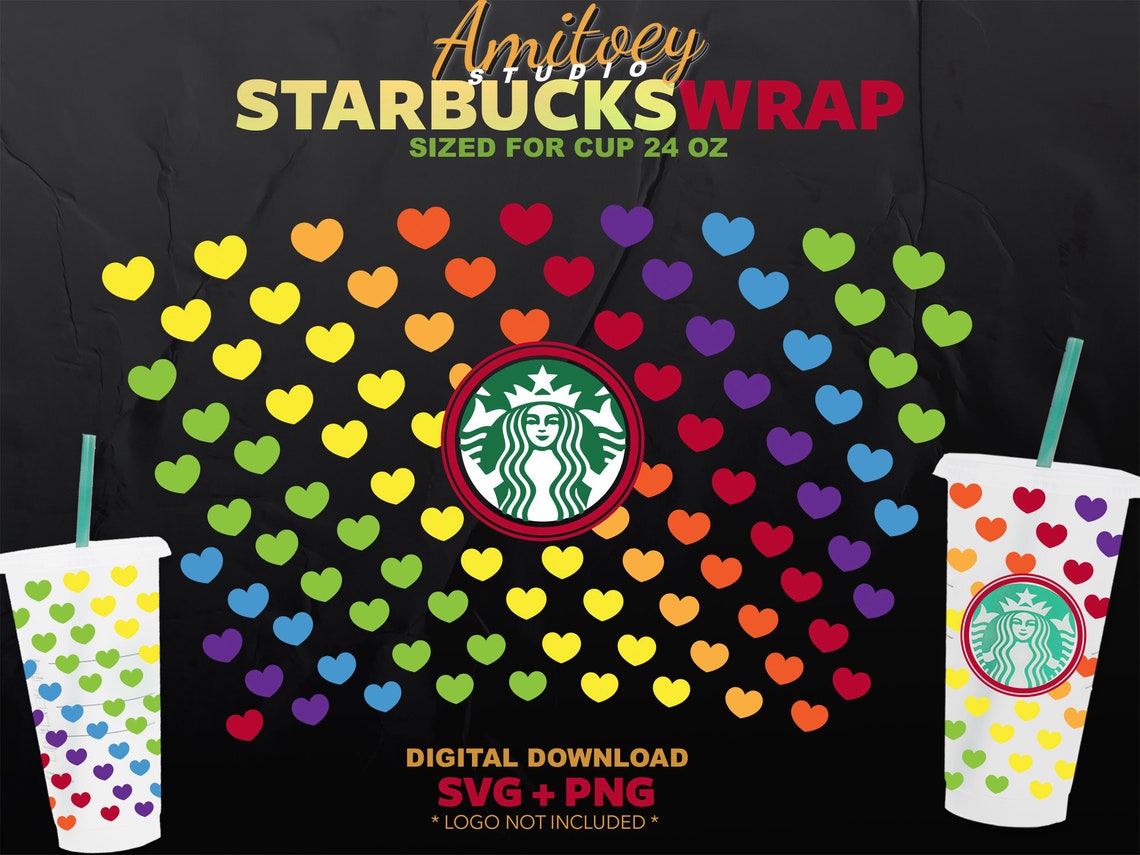 Download Rainbow heart Starbucks svg Valentine Starbucks Wrap Love | Etsy