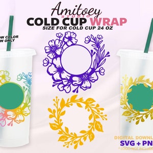 Flores SVG Full Wrap, Regalos Regalos de cumpleaños para Copa Fría 24 Oz l SVG, PNG Descarga digital.