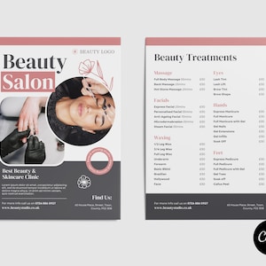 Beauty Salon Flyer Template: Double Sided Canva Design