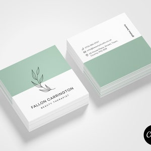Plantilla de tarjeta de visita Canva Square / Plantilla de tarjeta de visita de esteticista DIY / Tarjeta de visita Canva Square personalizable