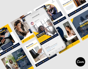 Postagens de Coaching para Negócios em Redes Sociais: Pacote de Modelos do Canva (Conjunto de 9)