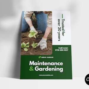 Ulotka Canva Garden Maintenance Services | Szablon ulotki Gardener Services | Szablon ulotki Canva Gardening | Jednostronny szablon Canva