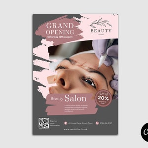 Ulotka Canva Aesthetician Services | Szablon ulotki DIY Beauty Salon | Szablon ulotki Canva | Jednostronny szablon Canva