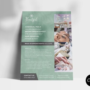 Ulotka kosmetologa Canva | Szablon ulotki kosmetyczki | Szablon ulotki Canva | Szablon Canva jednostronny