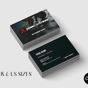 Modello per biglietto da visita Canva / Modello per biglietto da visita per personal trainer fai da te / Elegante biglietto da visita per palestra Dimensioni UK e USA