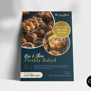 Ulotka Canva Bakery Business | Stylowy szablon ulotki dla piekarza | Szablon ulotki Canva | Jednostronny szablon Canva