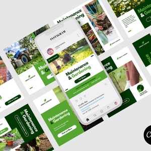 Canva Gardening Business Bundle of Social Posts | Canva Landscaping Social Post Set | Gardener Social Posts | Set of 9 Social Posts