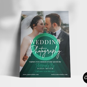 Ulotka fotografa ślubnego Canva | Szablon ulotki usług fotograficznych | Szablon ulotki Canva | Jednostronny szablon Canva