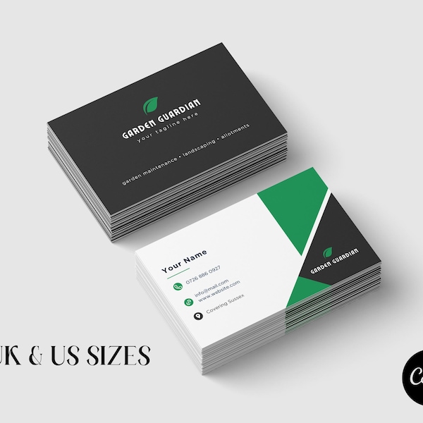 Canva Business Card Template | DIY Gardener Business Card Template | Gardening Business Card UK & US Sizes