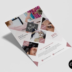 Ulotka Canva Beauty Services | Szablon ulotki Beauty | Szablon ulotki Canva | Szablon Canva Leaflet | Jednostronny szablon Canva