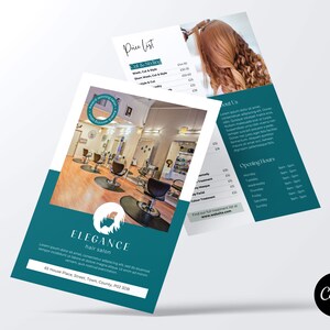 Hair Salon Flyer Template: 2-Sided Canva Price List (A5/A4)
