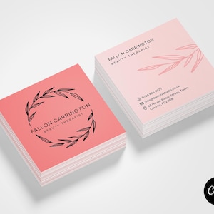 Plantilla de tarjeta de visita cuadrada Canva / Plantilla de tarjeta de visita DIY Beauty Square / Tarjeta de visita cuadrada elegante Canva