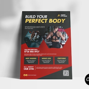 Ulotka Canva Fitness | Szablon promocji ulotki osobistego trenera DIY | Szablon ulotki Canva | Jednostronny szablon Canva