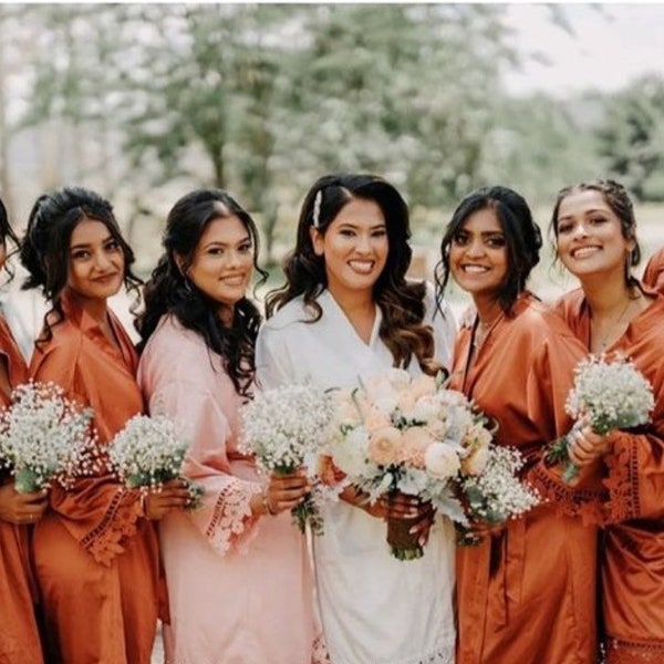 Burnt Orange/ Rust Robes/ Personalised Bridesmaid Robes/ Silky Smooth Dressing Gowns