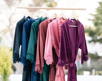 Silky Lace Robe | Bridesmaid Robes | Bridal Party Robes | Bridesmaid Gifts | Hundred Hearts | Bachelorette Party Gifts | Maid of Honor Gifts