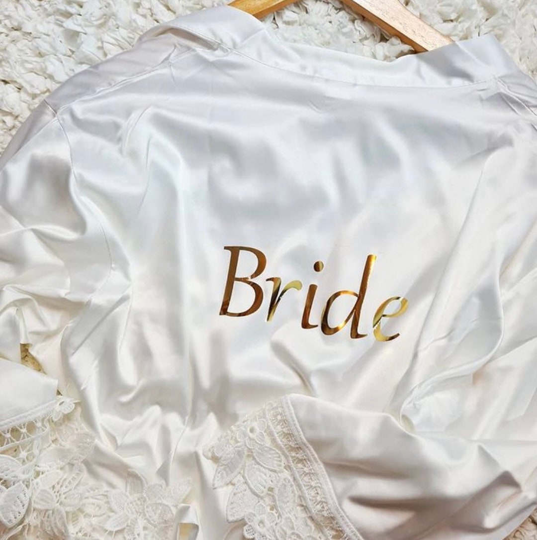 White Satin Robes/ Bridal Robe/ Bride to Be / Dressing Gown / Wedding
