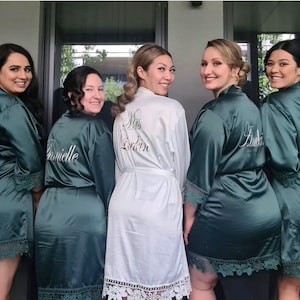 Vert émeraude / Robes de chambre de demoiselle d'honneur / Robes de soirée de mariage / Robe de chambre soyeuse / Robes de demoiselle d'honneur personnalisées | Peignoirs en satin| Robes de demoiselle d'honneur|