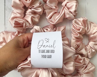 Personalised Blush Bridesmaid Scrunchie |Bridal hair tie| Bridesmaid Scrunchie/ Blush Pink Satin Scrunchies