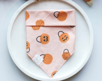TRICK OR TREAT - Dog Bandana (Halloween dog bandana, pink dog bandana, pumpkin bandana, autumn bandana, halloween dog costume, pink bandana)