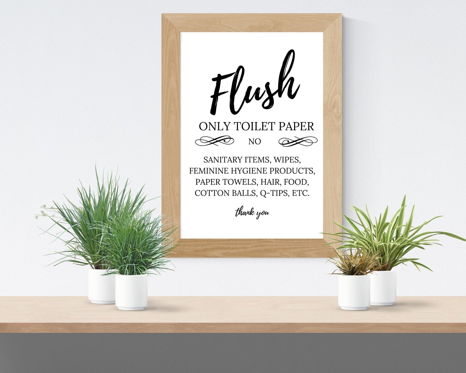 Flush Only Toilet Paper Printable, No Sanitary Products, Bathroom Sign