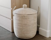 20 Off Paris Lidded Laundry Hamper- Wicker Storage Basket, Storage Bin, Organization, Woven Basket, Seagrass Basket (XL,Large,Medium)