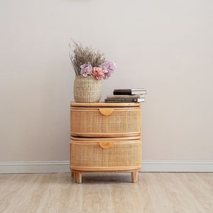 50% OFF FIRE SALE! Handmade Bedside Table With Drawers, Baby Keepsake, Nursery Decor, Bohemian, Rattan Seagrass