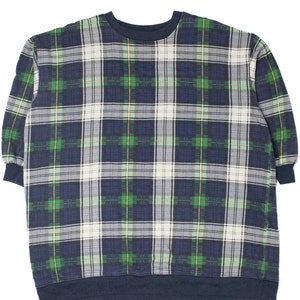Vintage Navy & Green Plaid Sweatshirt