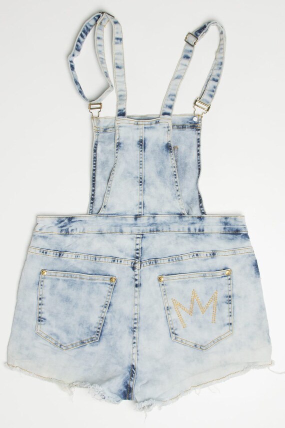 Acid Washed Nicki Minaj Denim Overall Shorts - Main Image