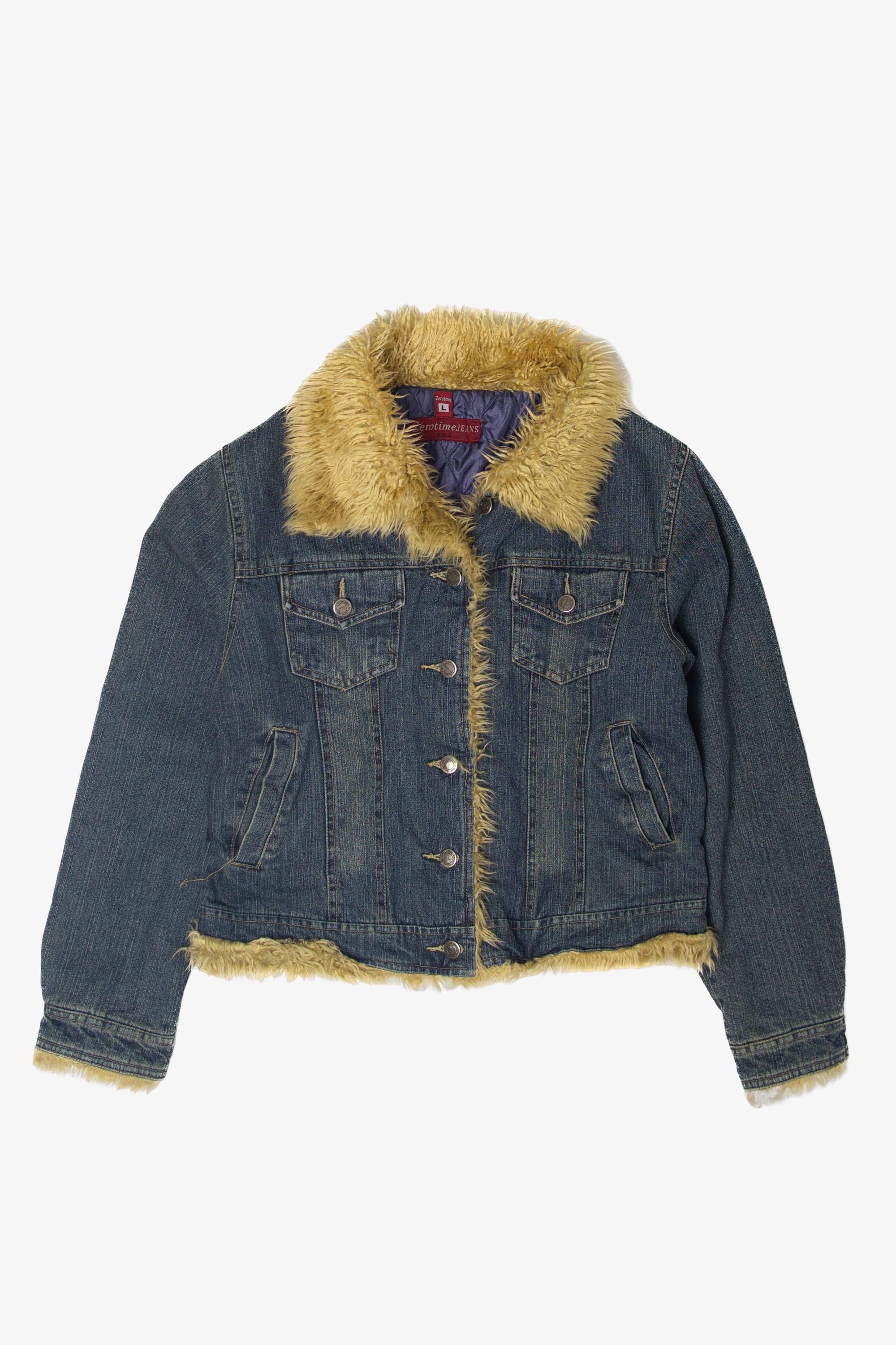 Vintage Y2k Faux Fur Trimmed Denim Jacket (2000s) - Etsy