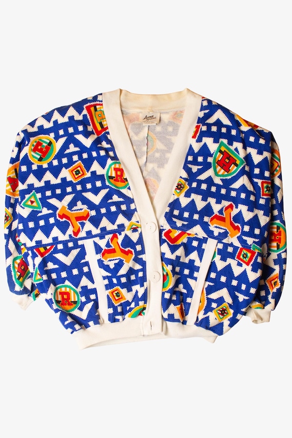 Vintage Athletic Stamps Cardigan Sweatshirt (1990s)