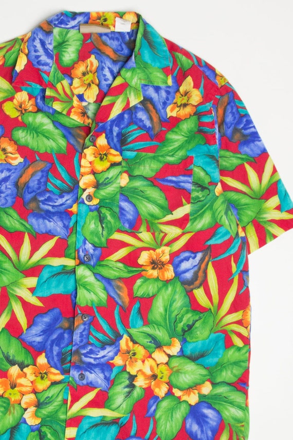 Vintage Classic Red Floral Hawaiian Shirt 2093