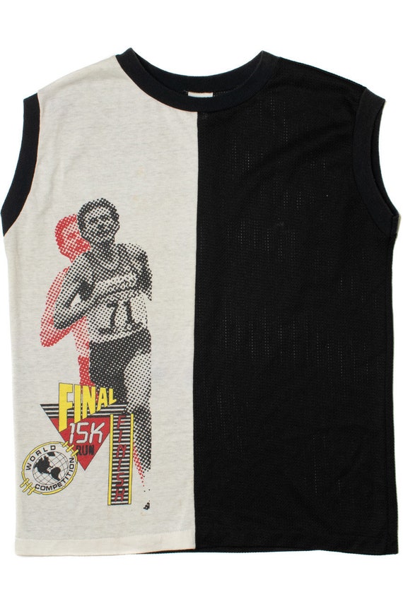 Vintage "15K Run" See Through Mesh Muscle T-Shirt 