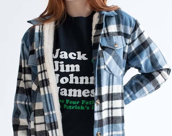 Black & Blue Plaid Sherpa Lined Shacket