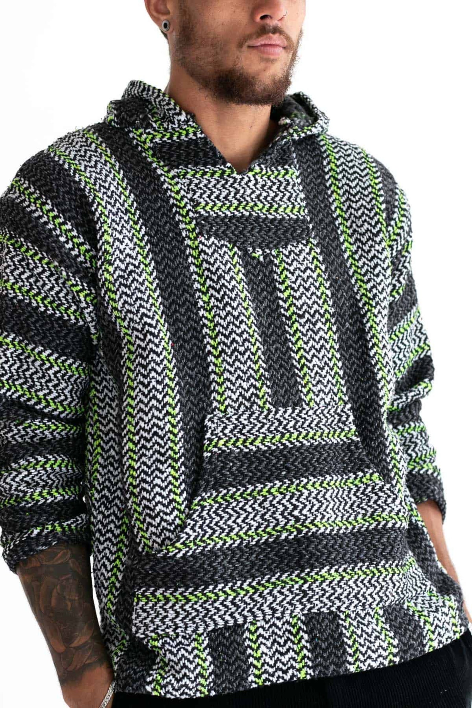 Charcoal Lime Baja Hoodie Drug Rug Etsy