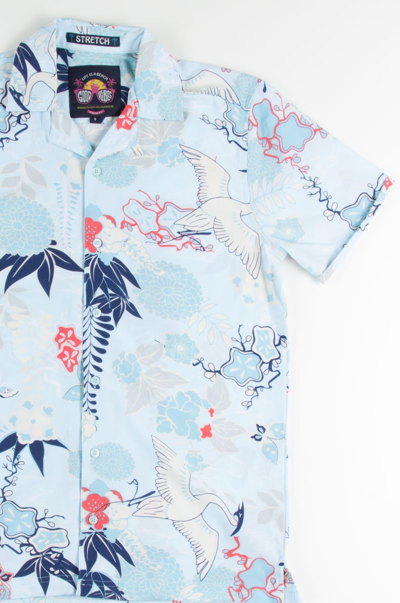 Retro Pastel Cranes Hawaiian Shirt