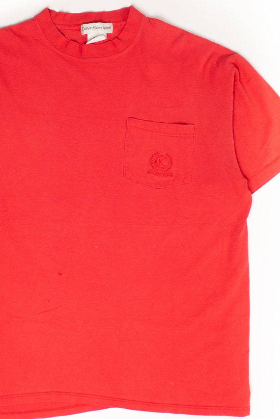 Vintage Calvin Klein Embroidered Pocket T-Shirt (… - image 1