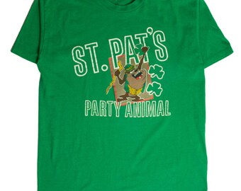 T-shirt Vintage Looney Tunes St Patrick's Day 1997 – Taille L Vert, Neuf Sans étiquettes, Collector !