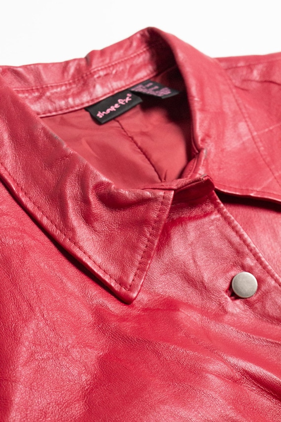 Red Women's Shape Fix Leather Jacket 256