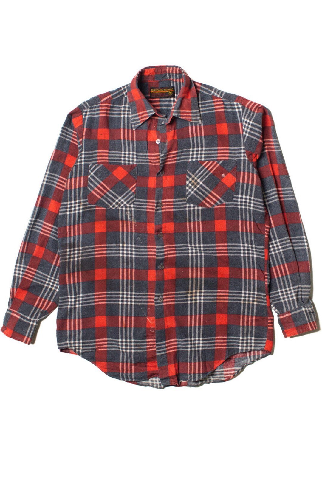 Chemise Vintage Montgomery Ward Homme Grand L, En Laine Flanelle Rouge à Carreaux, Style 70s/80s