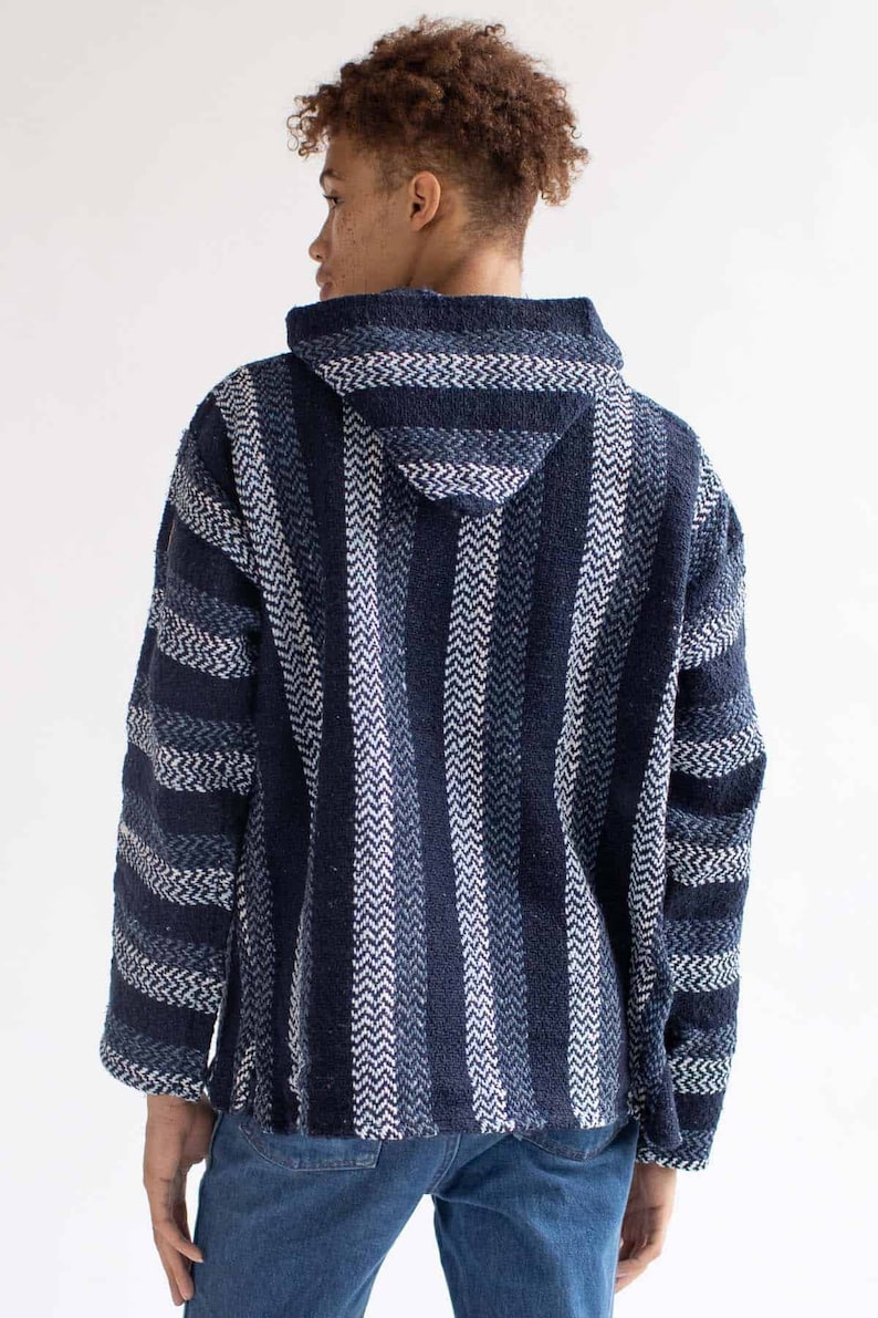Navy Baja Hoodie Drug Rug Drug Rug Etsy