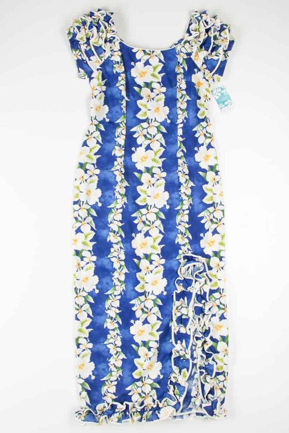 Blue Ruffle Hawaiian Maxi Dress - image 2