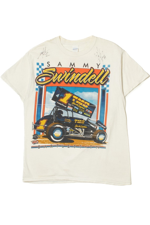 Signed Sammy Swindell Sprint Car Racing T-Shirt - image 1