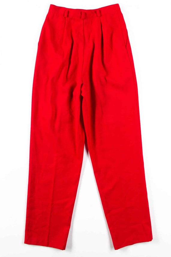 Red Pleated High Waisted Pants (sz. 10) - image 3