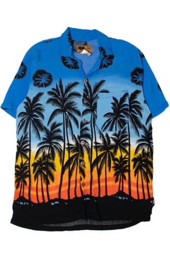 ［新品未着用］PALM TREE OPEN COLLAR ALOHA SHIRT Sunset Palm Tree in Gear Hawaiian Shirt - Etsy