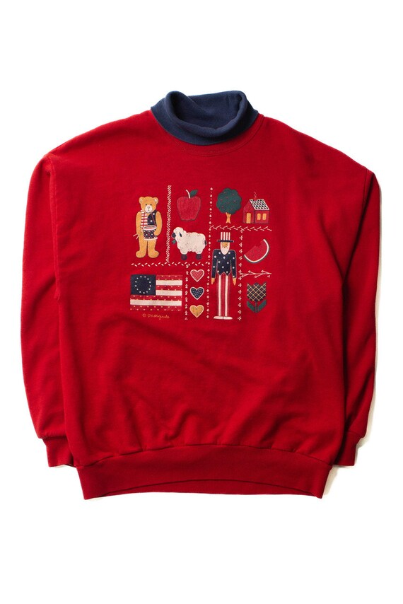 Vintage Red USA Turtleneck Sweatshirt (1990s)