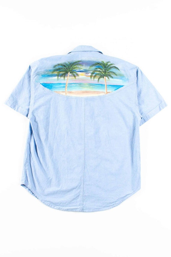 Painted Tropics Chambray Button Up Shirt - image 1