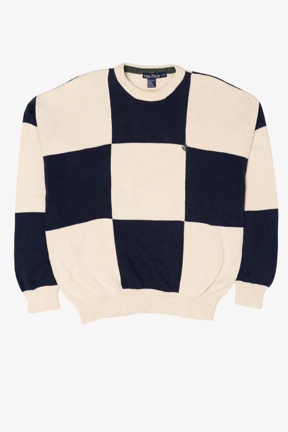 Nautica, Vintage Checkered Nautica Sweater (1990s)