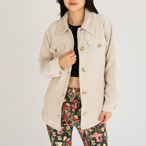 Sherpa Trim Corduroy Shacket